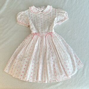 vintage 1950s Ruth DeJay White Cotton Eyelet Summer Sun Dress kids child…